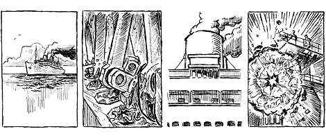 Kugelschreiber-Zeichnung 'Schifffahrtstechnik' 